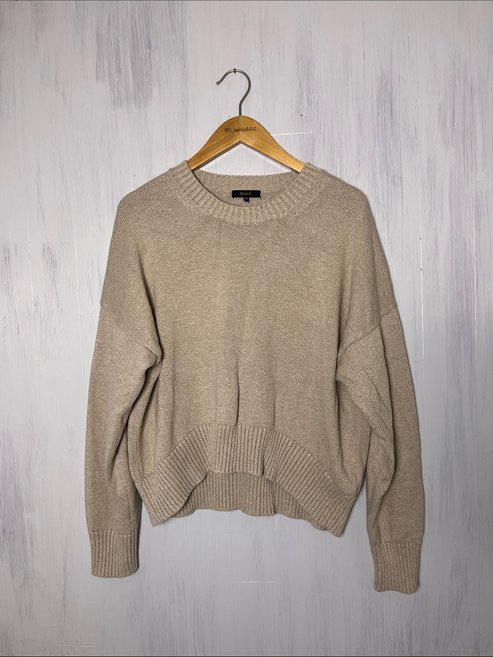 Quince Tan Organic Cotton Elevated Basic Knit Sweater Size M - Picture 2 of 5